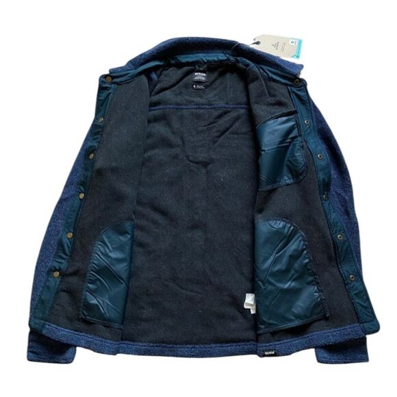 NWT Prana IncrediWool Overshirt Stormy Night Heather Jacket Blue Grey XL Slim - Picture 4 of 9